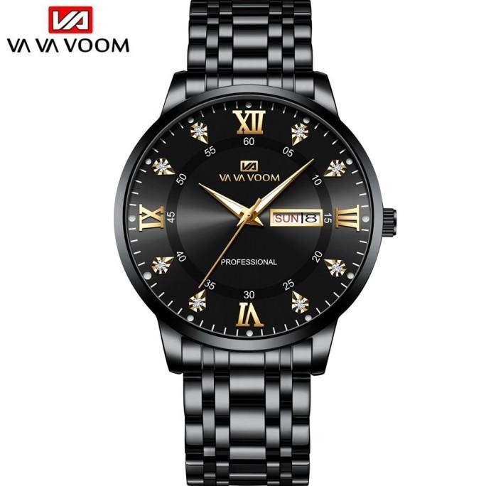 Jam Tangan Analog Date Pria VAVAVOOM 2461 Stainless Steel Water Resist