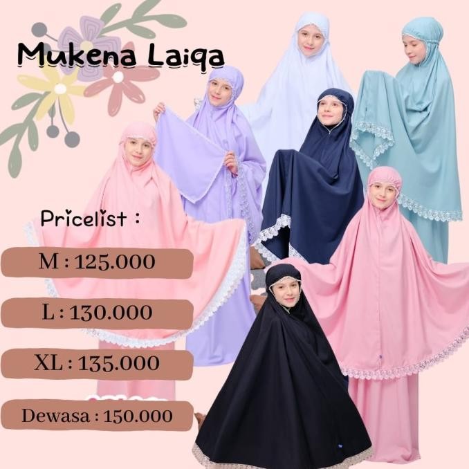 Mukena Laiqa Anak dan Dewasa by Gynura Kids Bahan Katun Polymicro P67M