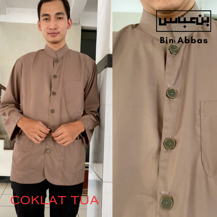 Baju/Kemeja Koko Yamani Habaib/Hadramaut Bin Abbas Jumbo Coklat Tua #Gratisongkir #Sale #Discount
