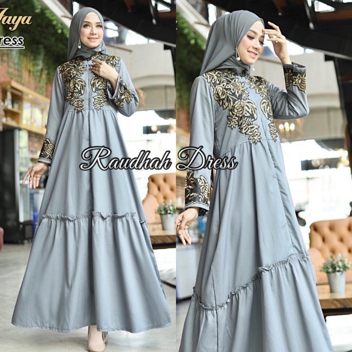 Raudhah Dress Bahan Katun Toyobo Resleting Depan ( Busui ) #Gratisongkir #Sale #Discount