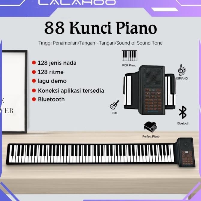 Piano Musik Keyboard Hand Roll Up 88 Keys Lipat Portable Elektrik Mainan Edukasi Anak