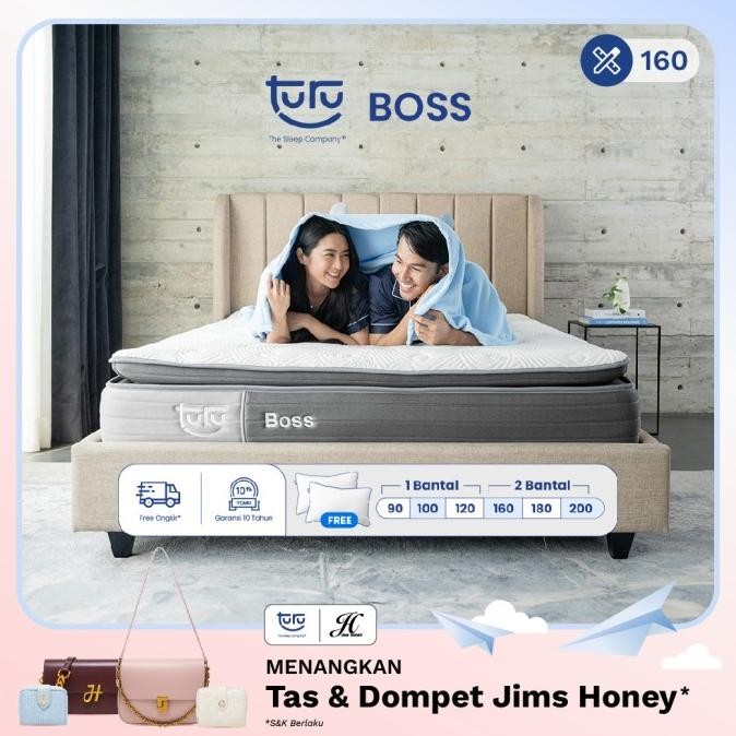Kasur Pocket Spring Bed Turu Boss Ukuran 160X200 (Queen) Free Bantal