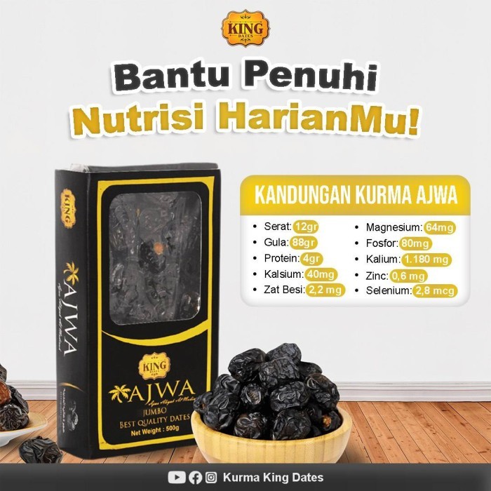 

KING DATES - Kurma Ajwa Jumbo Premium Al Madinah 500gr