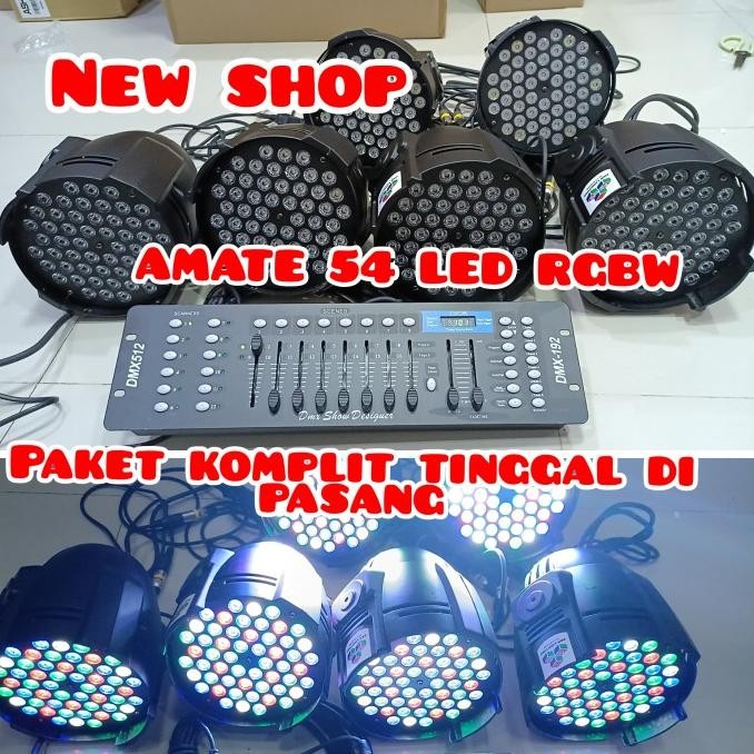 Lampu Panggung Paket 6 Buah Parled AMATE + Mixer Lighting DMX Komplit