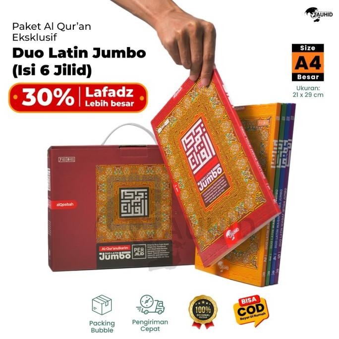 Al Quran Duo Latin Jumbo A4 Paket Box Isi 6 Jilid Quran Mudah Baca