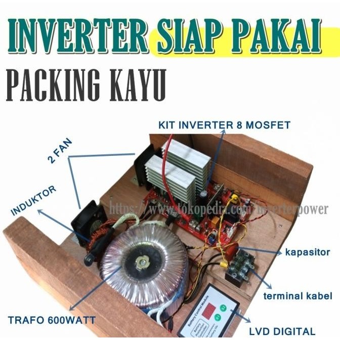 12V 600W paket LVD, TRAFO, INDUKTOR Inverter LF 8 mosfet TO247 egs002