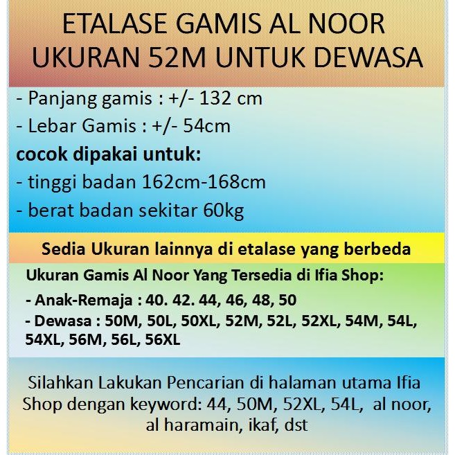 BIG SALE GAMIS AL NOOR SIZE 52M - JUBAH GAMIS ARAB AL NOOR PAKAIAN AL HARAMAIN 