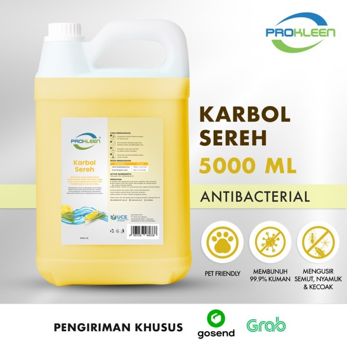 

TERBAIK Karbol Sereh Antibacterial PREMIUM PROKLEEN 5L KONSENTRAT GOSEND/GRAB