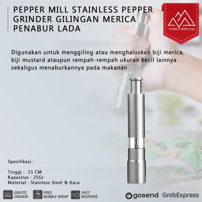 

BIG SALE Pepper Mill Stainless Pepper Grinder Gilingan Merica Penabur Lada PM02
