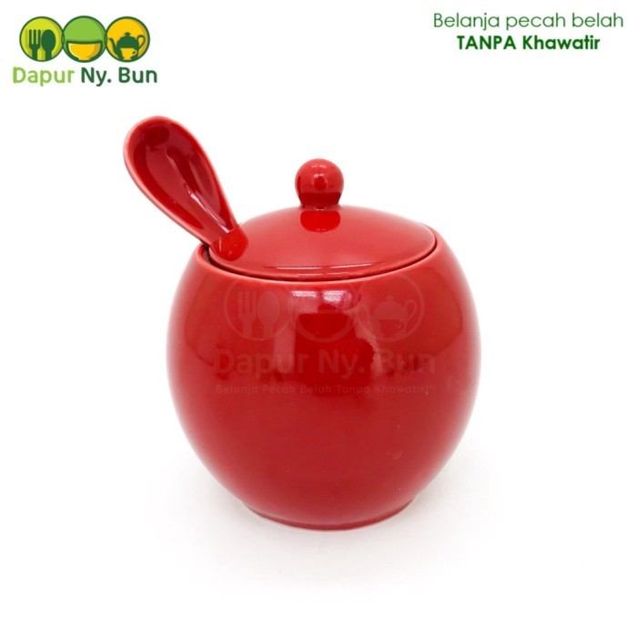

LIMITED EDITION Tempat Gula Tutup + Sendok Porcelain / Wadah Bumbu Bulat / Sugar Bowl