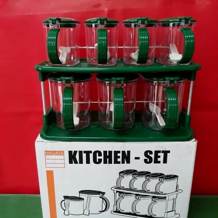 

BIG SALE NAGATA TEMPAT BUMBU KITCHEN SET 7 PCS SUSUN 2 NGT 757 MERAH HIJAU