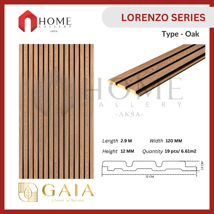 Wallpanel Upvc Kisi Kisi Dinding / Wood Panel Upvc / Dekorasi Dinding Gaia Lorenzo Series - Oak