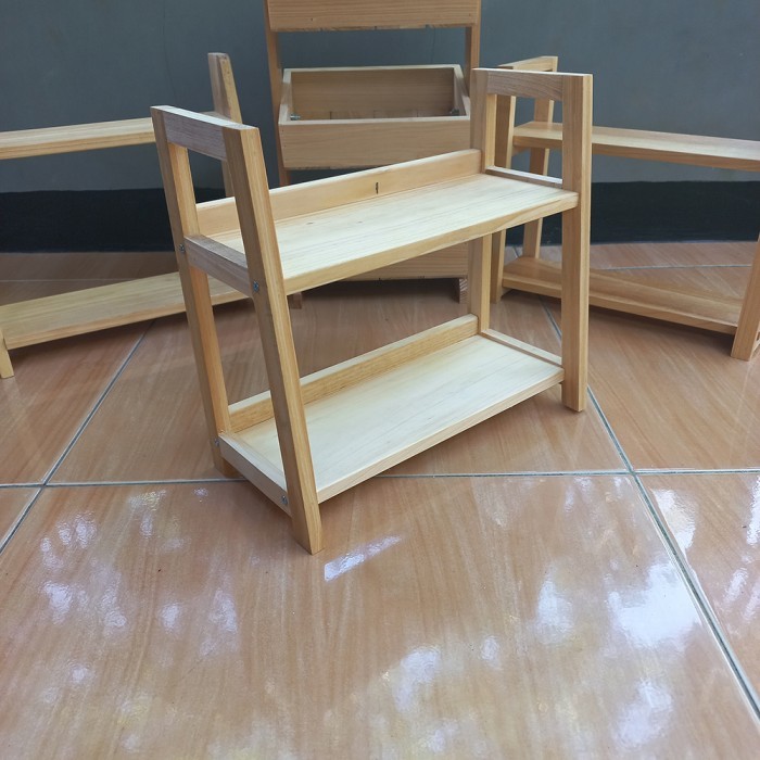 

OBRAL Rak Bumbu Dapur Serbaguna Rak Susun Kayu Jati Belanda Rak Tingkat