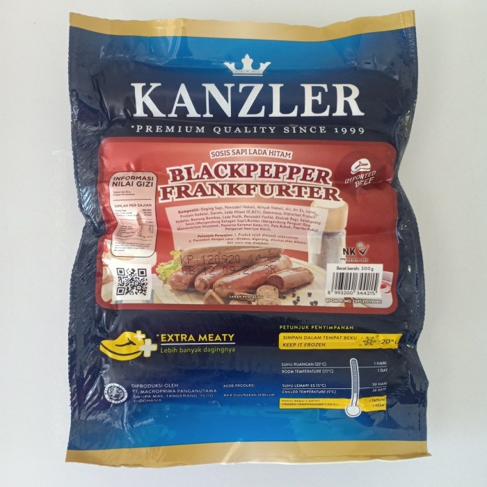 

OBRAL Kanzler Black Pepper Frankfurter (Sosis Sapi Lada Hitam)300 gram