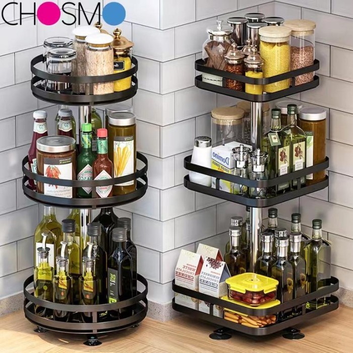 

BERGARANSI Rak Bumbu Putar Berputar 360 Derajat Rak Bumbu Dapur Stainless Rotate