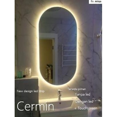 Cermin Dinding Wastafel Kamar Mandi Led Touchscreen Cermin Oval