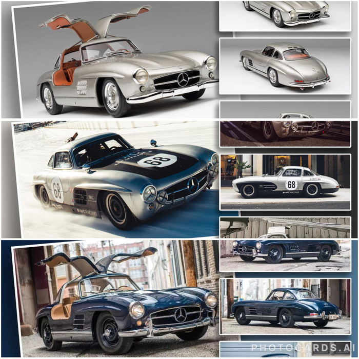 DCM 1/64 300SL Mercedes Benz Gullwing W198 IWC SCHAFFHAUSEN Livery Silver Blue Brown Interior Diecas