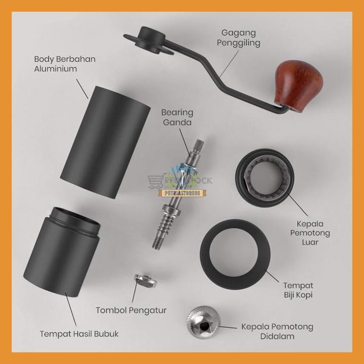 HAND COFFEE GRINDER KOPI MANUAL METAL BODY STAINLESS STEEL BURR JS-G2