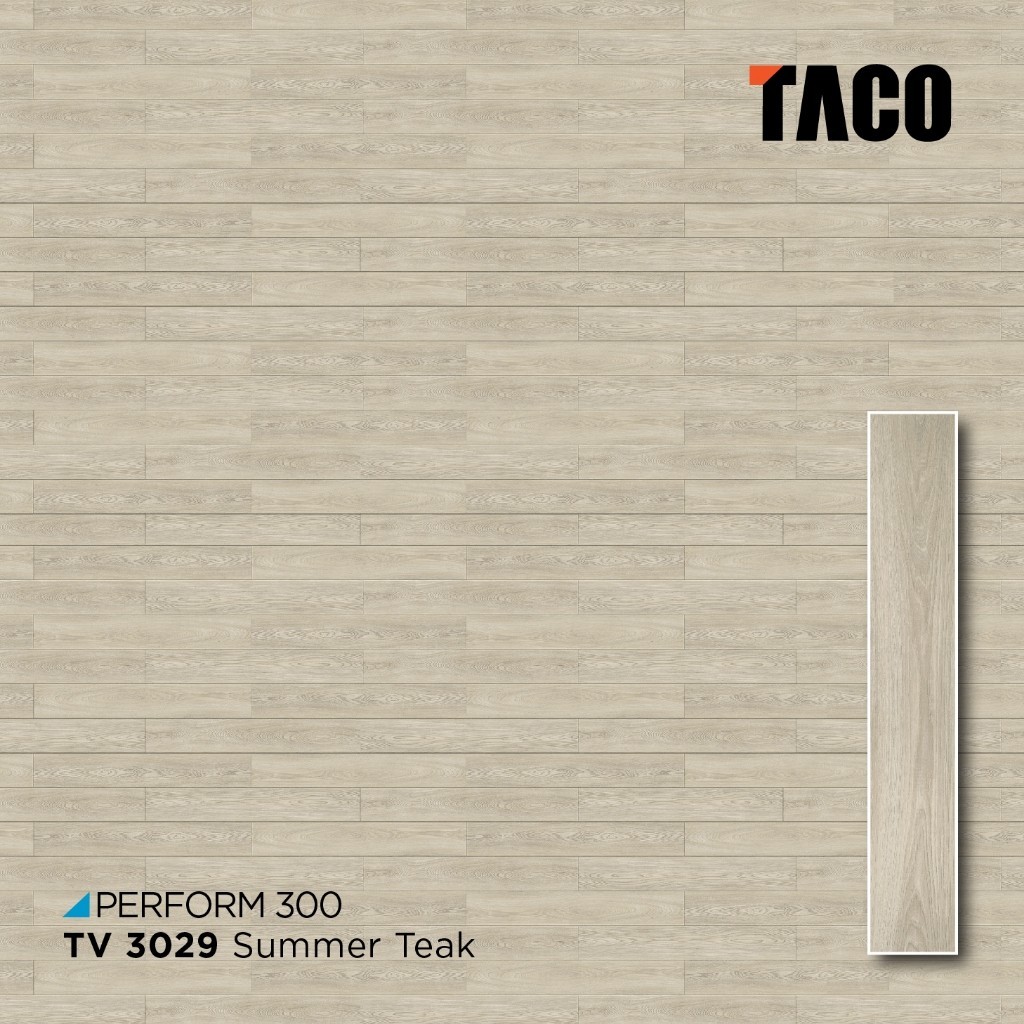 TACO Lantai Vinyl 3mm Motif Kayu per 1 box (Isi 24 lembar / 3,34 m²) - TV 3029 Summer Teak