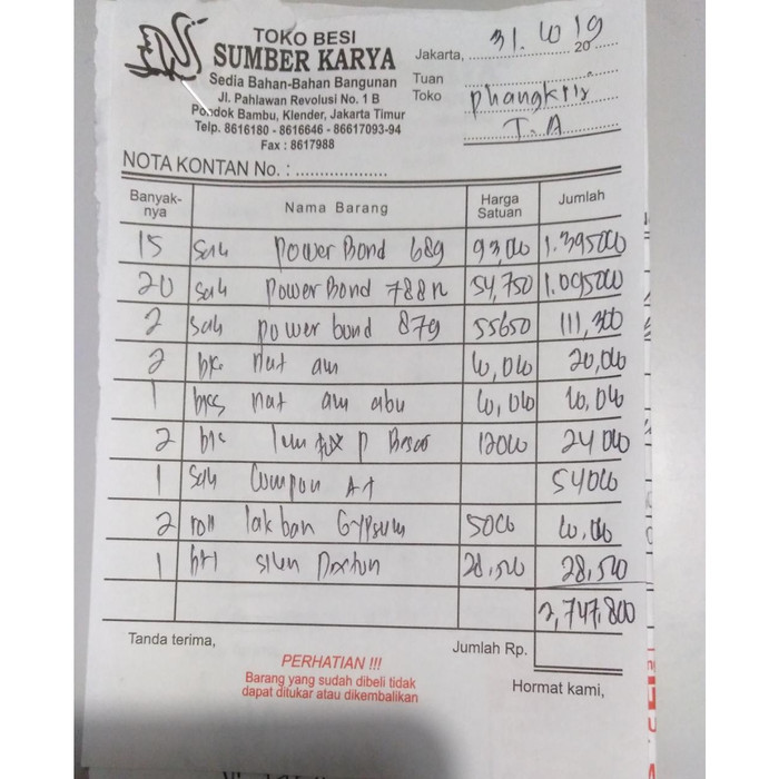 

TERBARU Nota Phangkristianto 31 Oktober 2019
