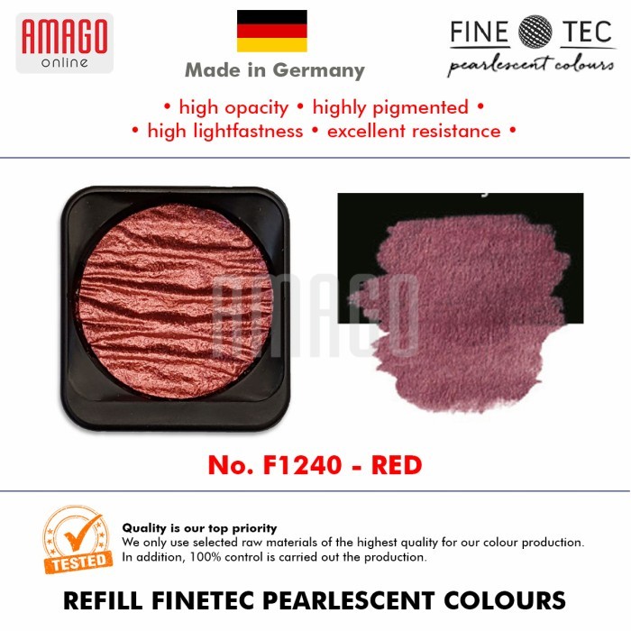 

TERBARU FINETEC - Pearlescent Watercolour - F1240 Red - Round 30mm