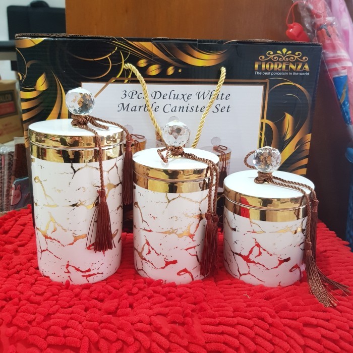 Fiorenza 3 Pcs Toples Deluxe Marble Keramik Set / Toples Kue Seal