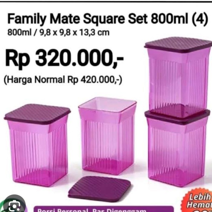 Toples Kue Bening Family Mate Square Original Tupperware