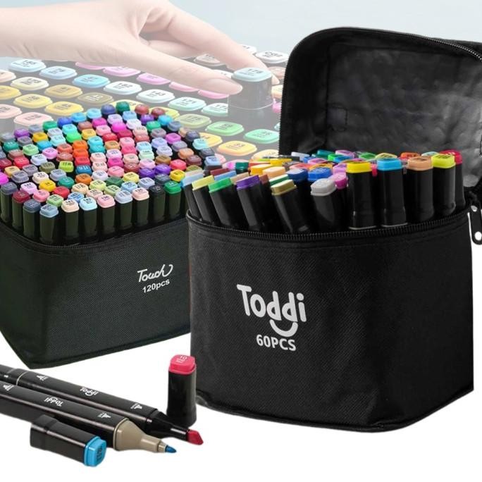 

Spidol Warna Warni Twin Marker Dua Sisi Sketsa Gambar Lukis Animation 12/24/30/36/48/60/80/12 Warna Fine Art Brush Pen Art Marker