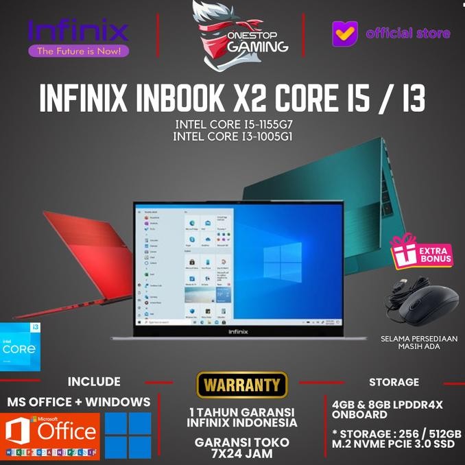 Laptop Infinix Inbook X2 Core I5 / I3 -1155G7 8Gb 512Gb Ssd Fhd Win11