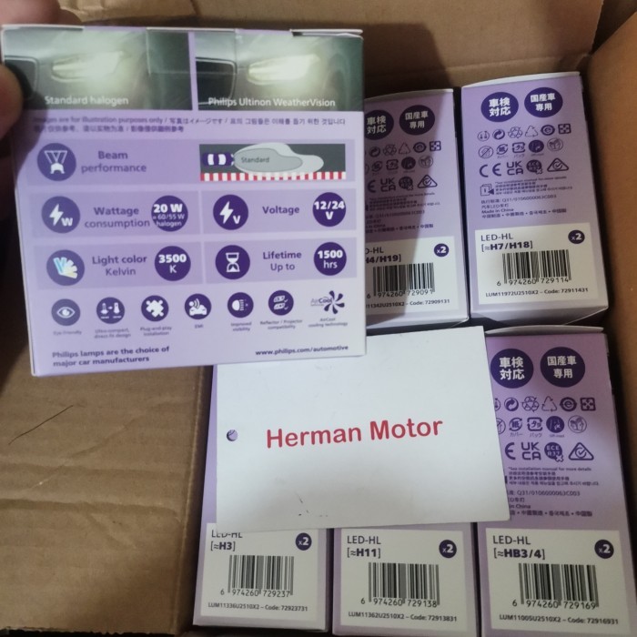 Promo Bohlam Philips Led Ultinon U2510 Kuning H4 Hir2 H11 H7 H3 H1 H16 Hb3/4