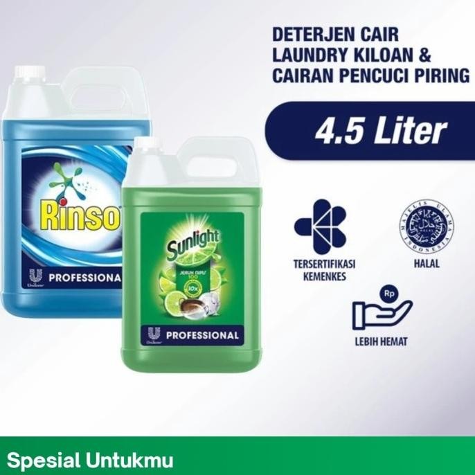 

SALE! RINSO MATIC PROFESSIONAL & SUNLIGHT JERUK NIPIS 4,5 L - PAKET HEMAT