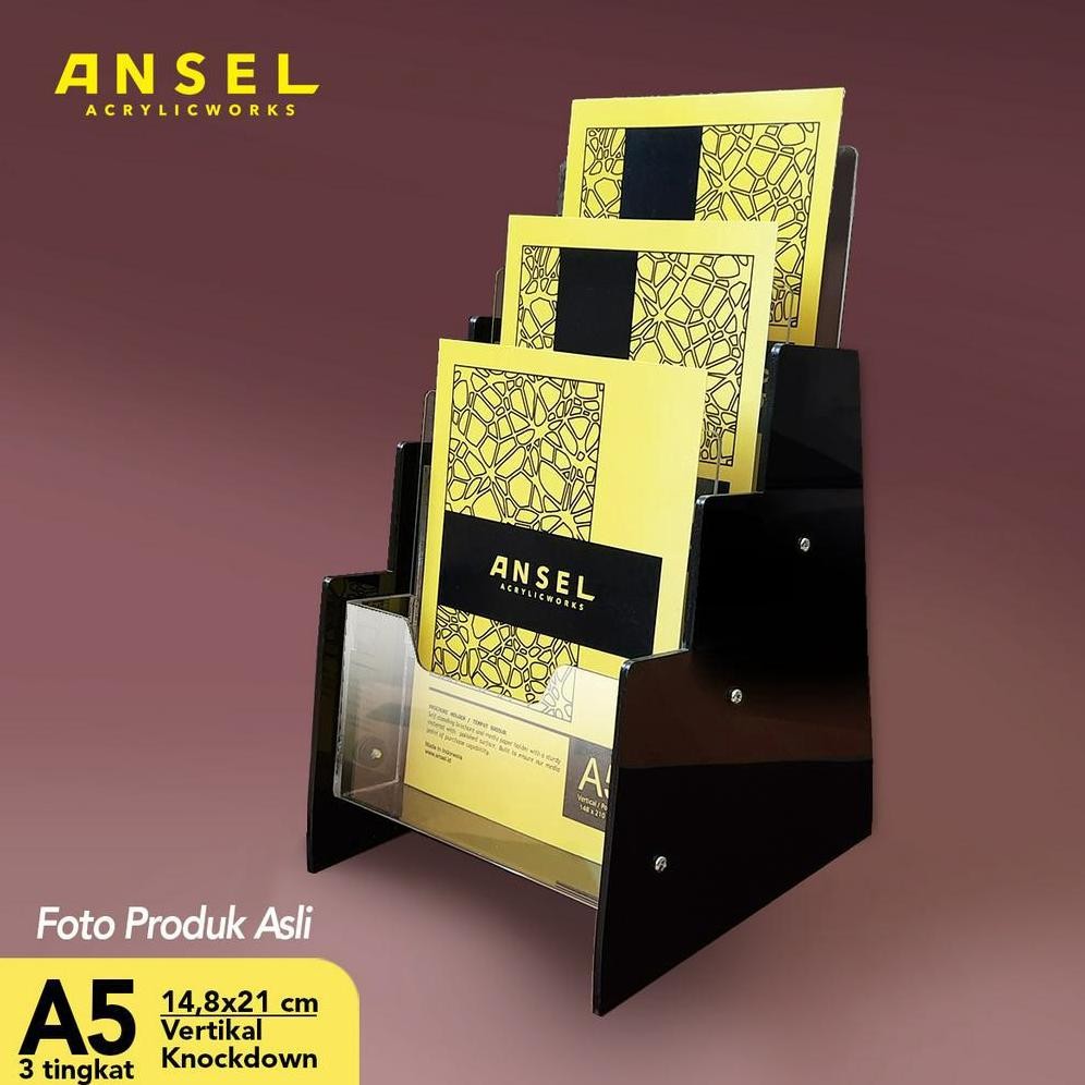 

DESPO ANSEL TEMPAT BROSUR AKRILIK / ACRYLIC FLYER HOLDER - A5 VER -TIPE C 3 SUSUN