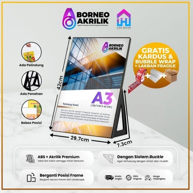 

ZOE TEMPAT BROSUR AKRILIK L A3 / TENT HOLDER ACRYLIC / TENT CARD DISPLAY LIFEHAUSE INDONESIA DILEMASHOP BORNEO AKRILIK PERLENGKAPAN KANTOR PERLENGKAPAN CAFE WADAH BROSUR PLAKAT AKRILIK PERLENGKAPAN RESTORAN ALAT BANTU USAHA