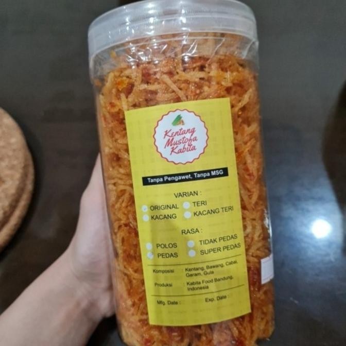 

trius kentang mustofa kabita polos/ tanpa bumbu ( toples 1.ml)