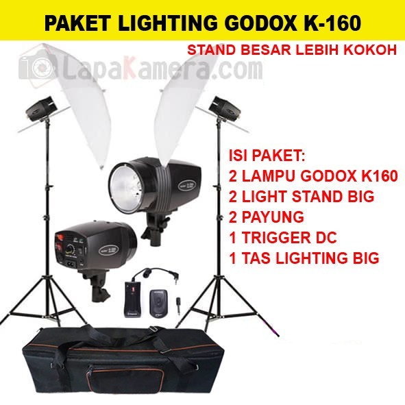 TERBARU Paket Lighting / Paket Lampu Studio Godox K-150A Stand Besar