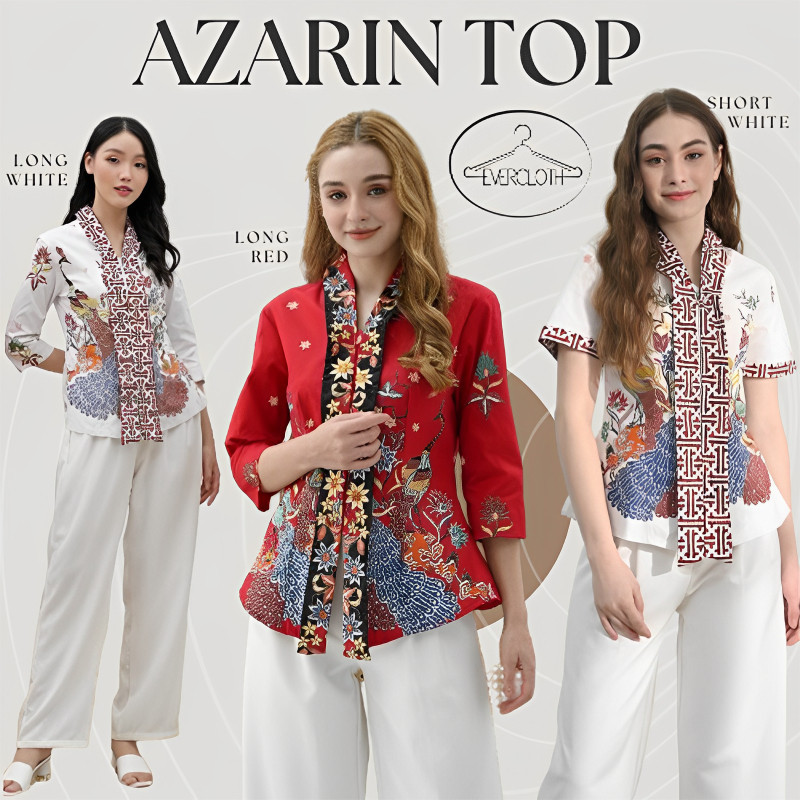 Blus Panjang Evercloth Azarin Atasan Batik Lengan Panjang Wanita Blus Batik Wanita Atasan Batik Wani