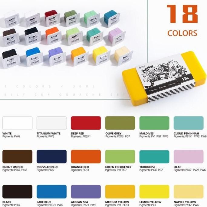 

arrtx gouache 18clr x 30ml (free mixing palette) special color set