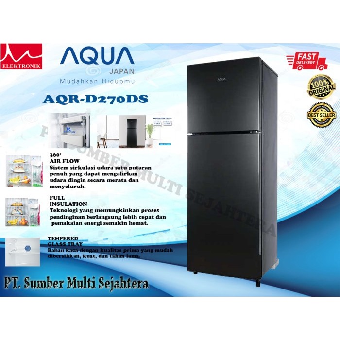 Kulkas AQUA JAPAN AQR-D270 Lemari Es 2 pintu No Frost 270