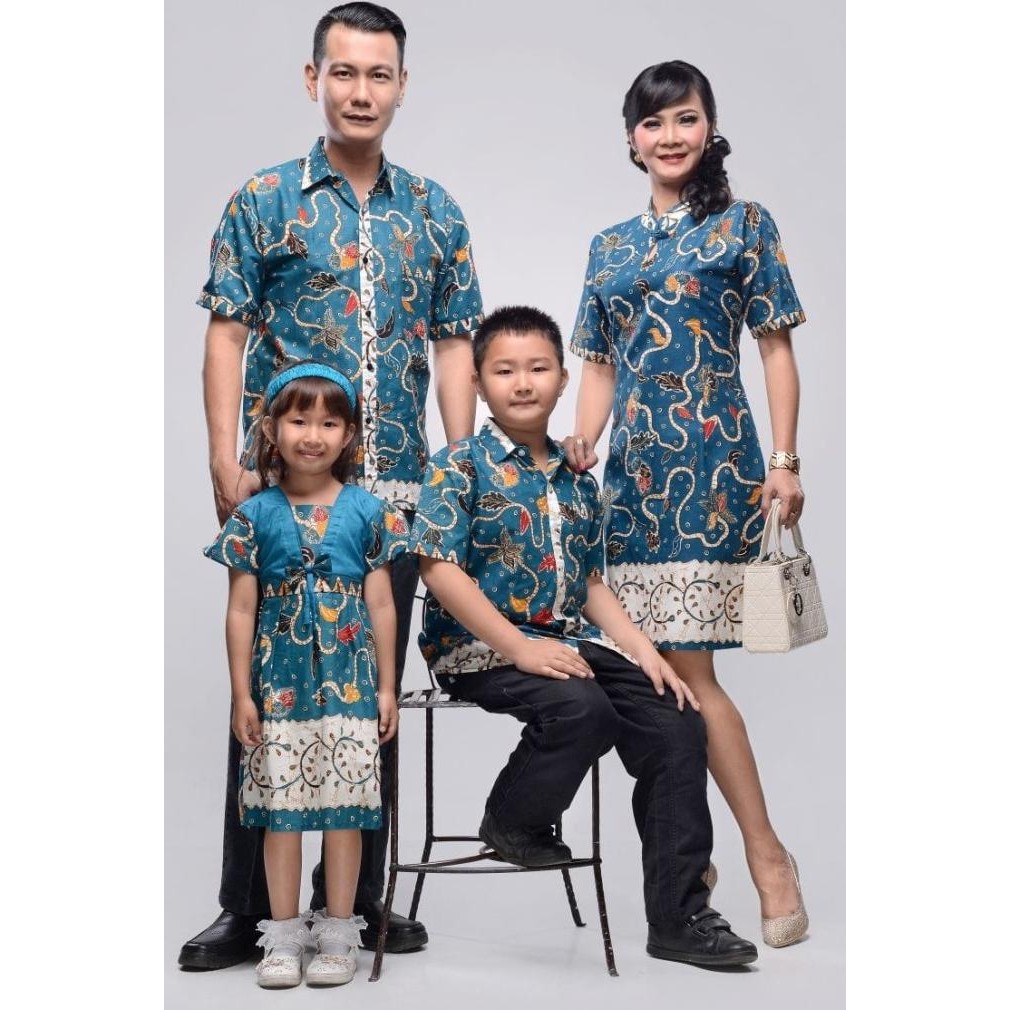 || Best seller  ~`~ Sarimbit Couple Seragam Pria Wanita Dress Terusan Batik 2204 Tosca XXL ||~~~