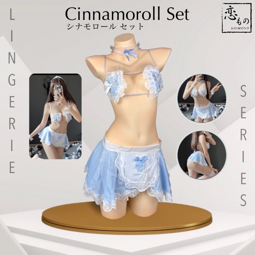 KOIMONO Cinnamonroll Inspired Lingerie Set - Blue Lingerie Bra and Skirt Set / Baju Tidur Sexy Wanit