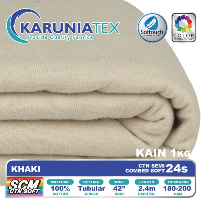 

Kain Kaos Cotton Semi Combed 24s Khaki Karunia Textile