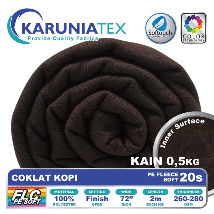 

Bahan Fleece PE Soft 20s 0,5 Kg Coklat Kopi Karunia Textile