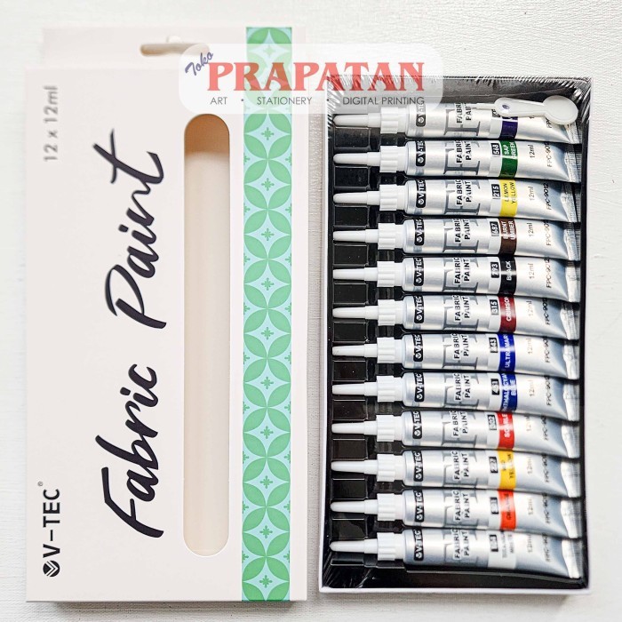 

V-TEC Fabric Color Set 12x12ml FPC-9012 | Cat Kain Tekstil