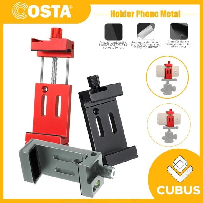 Costa Ph-10 Cnc Metal Phone Holder Tripod With Hotshoe/ Waterpass