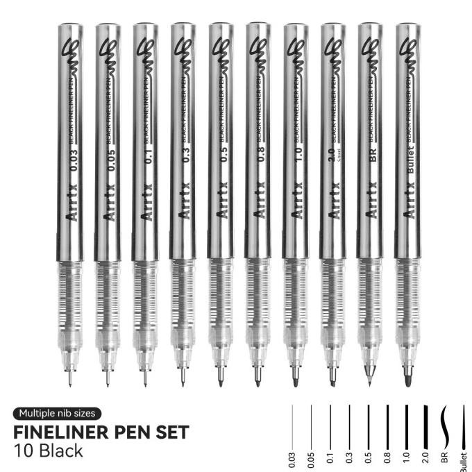 

ARRTX black fineliner pen/drawing pen set 10