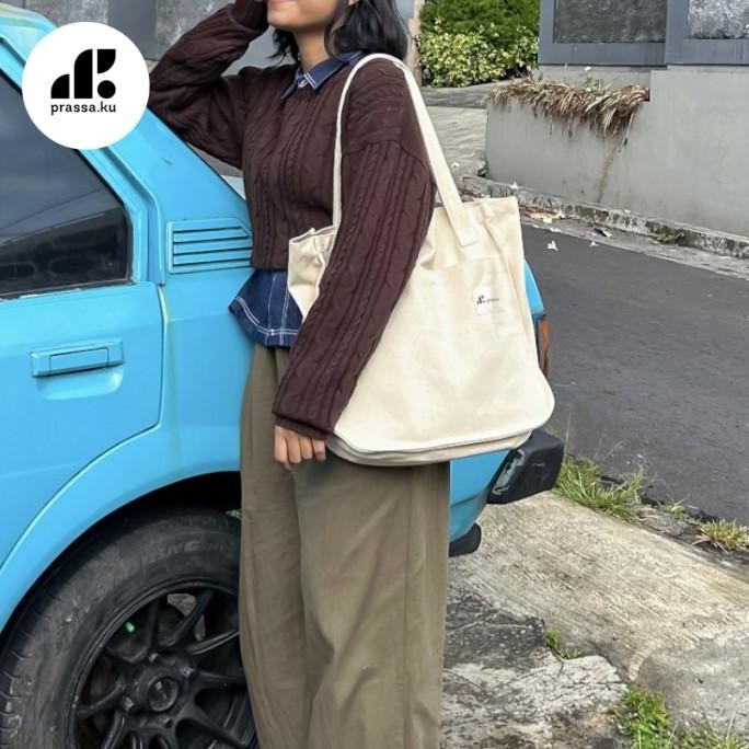 Prassa.Ku | Riku Bag Zipper | Oversized Totebag Pria Wanita Aesthetic
