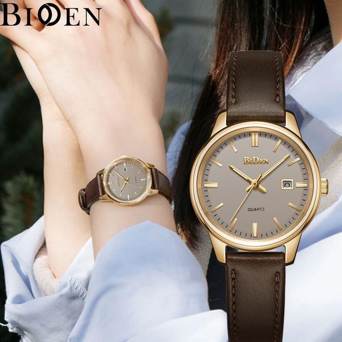 Biden Jam Tangan Wanita Original Anti Air Kalender Tali Kulit Korea