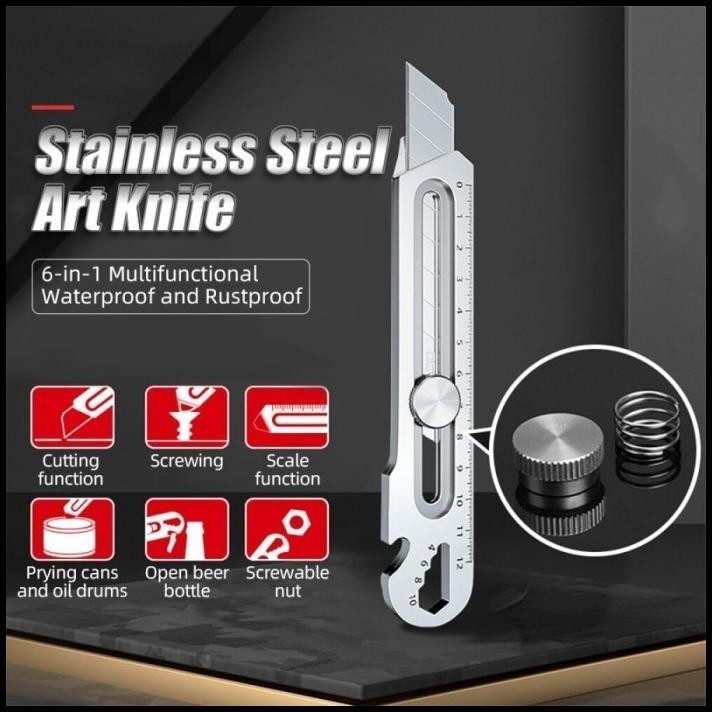 

6 In 1 Cutter Pisau Baja Besar Multifungsi Pisau Cutter Besar 18mm PREMIUM TH2810