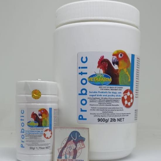 Vetafarm Probiotik 50Gr Vitamin Burung Macaw Murai Ayam Cucak Import