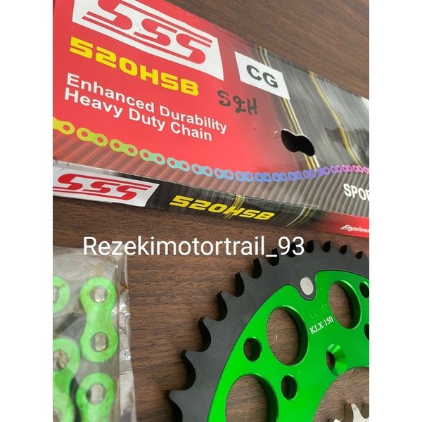 Gear Set 520 ROZ Hijau KLX 150 D Tracker 150 KLX 140 PNP Gear Paket 520 KLX 150 D Tracker 150